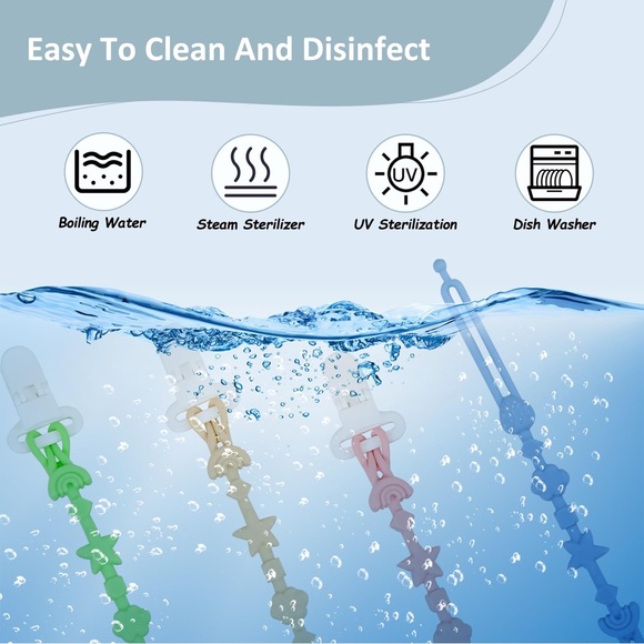 Silicone Pacifier Clip Holder with One Piece Design, Pack of 2 (Pink+Apricot) - Picture 5 of 13